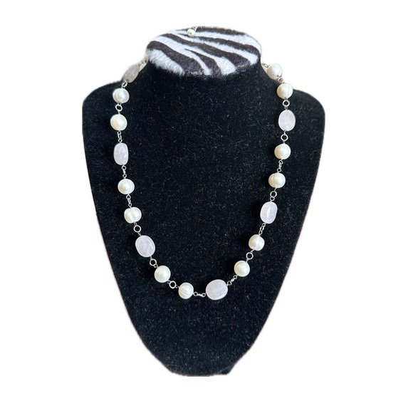 Honora Cultured Pearl & Gemstone Nugget 18” Sterling Silver Necklace - Picture 2 of 6